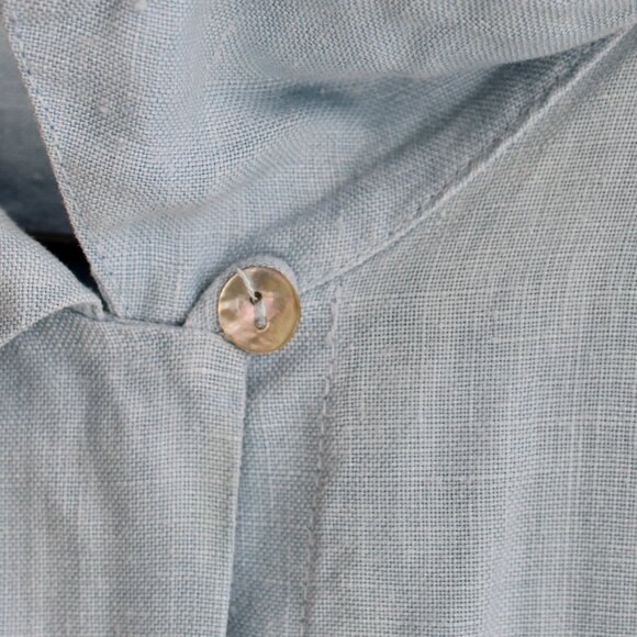 Cut Loose VTG Y2K Light Blue Linen Long Sleeve Button-Up Shirt Size 8 / Medium - Picture 5 of 7